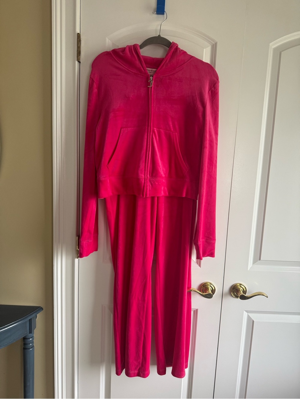 Y2K Juicy Couture Hot Pink Women's Hooded Velour Hoodie & Pant Set, L, BNWT!